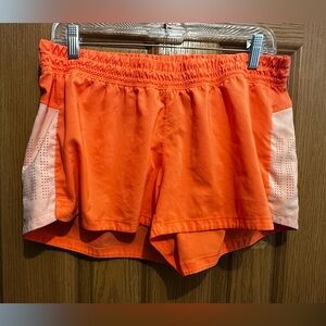 ADIDAS Orange/White Athletic Shorts - size Large
